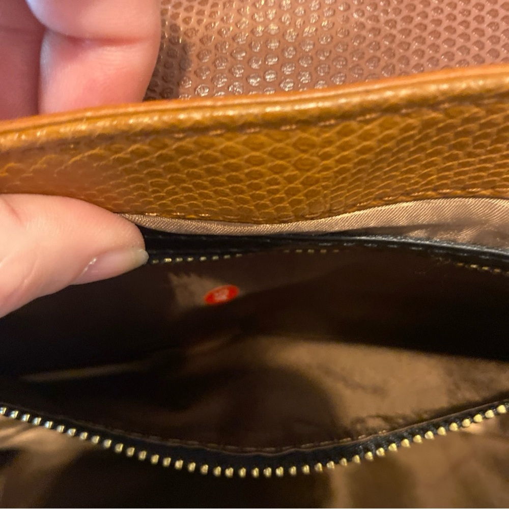 Love Moschino Vintage Orange and Brown Pebbled Leather Satchel Purse Bag - Picture 10 of 13